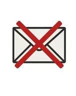 Crossed-out envelope icon