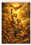 Statue of Liberty rising from flames